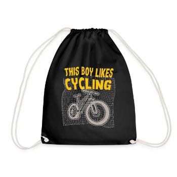 Junge mag Radfahren, Cardio Fahrrad, Hobbysport - Turnbeutel - Schwarz - Vorne