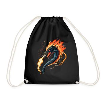 A dragon spitting fire - Drawstring Bag - black - Front