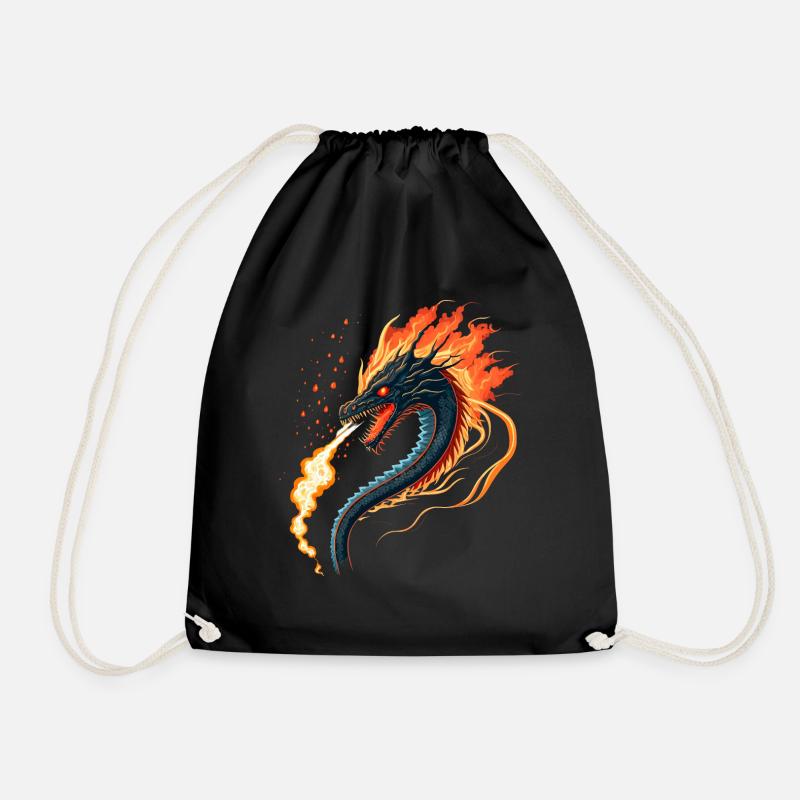 Ein Drache, der Feuer spuckt - Turnbeutel - Schwarz