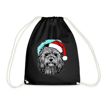 Weihnachten Hund süß lustig Hunde Tier Welpe 1 - Turnbeutel - Schwarz - Vorne