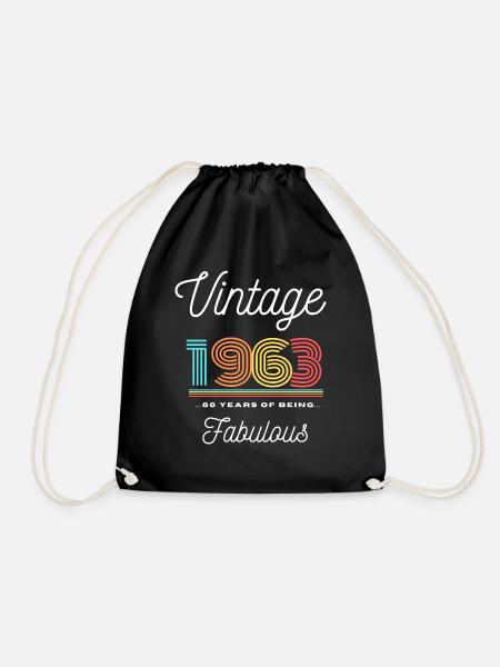 60th Birthday Vintage 1963 - Drawstring Bag - black
