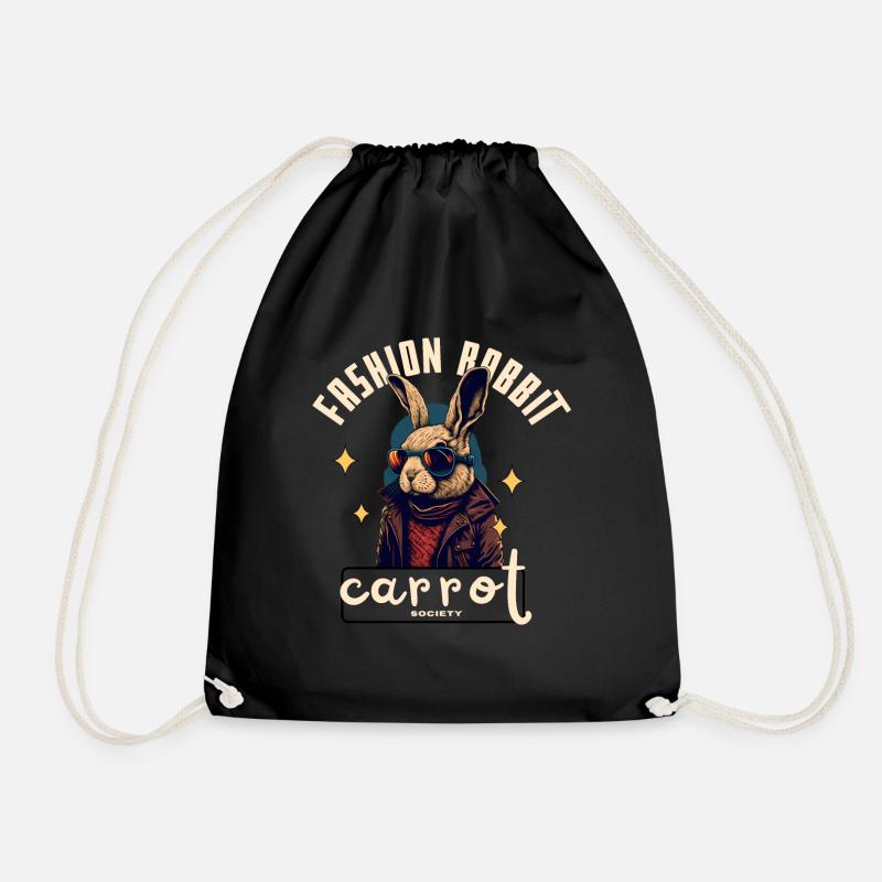 Fashion Rabbit - Drawstring Bag - black