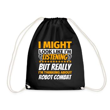 Robot combat funny gift - Drawstring Bag - black - Front