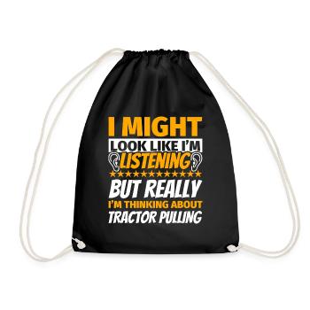 Tracteur tirer cadeau drôle - Sac de sport léger - noir - Devant
