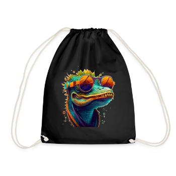 Crocodile or alligator with sunglasses in summer - Drawstring Bag - black - Front