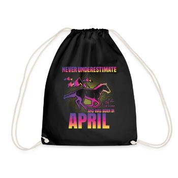 Dieses Mädchen liebt Pferde | April - Turnbeutel - Schwarz - Vorne