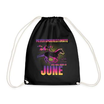 This girl loves horses | June - Drawstring Bag - black - Front