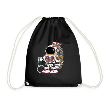The Happy astronaut in space - Drawstring Bag - black - Front