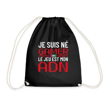 Je suis né gamer rouge - Drawstring Bag - black - Front