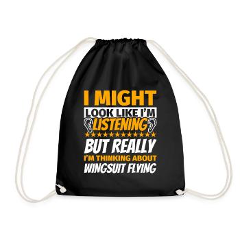 Wingsuit fly funny gift - Drawstring Bag - black - Front