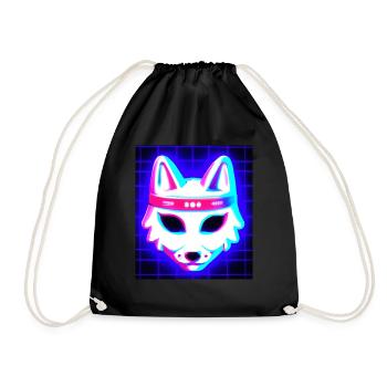 Kitsun Vaporwave Japonais Kami Vaporwave Kitsune - Sac de sport léger - noir - Devant