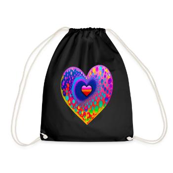With heart - Drawstring Bag - black - Front