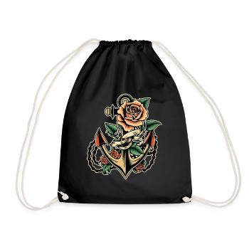 Immer noch mit rosa Old-School-Tattoo - Turnbeutel - Schwarz - Vorne