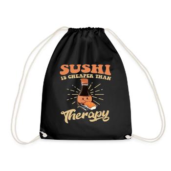 Sushi is cheaper than Therapy - Drawstring Bag - black - Front