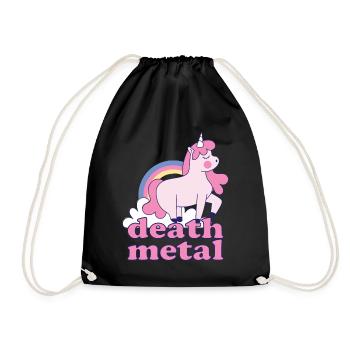 Lustig Death Metal Einhorn Regenbogen Metalhead - Turnbeutel - Schwarz - Vorne