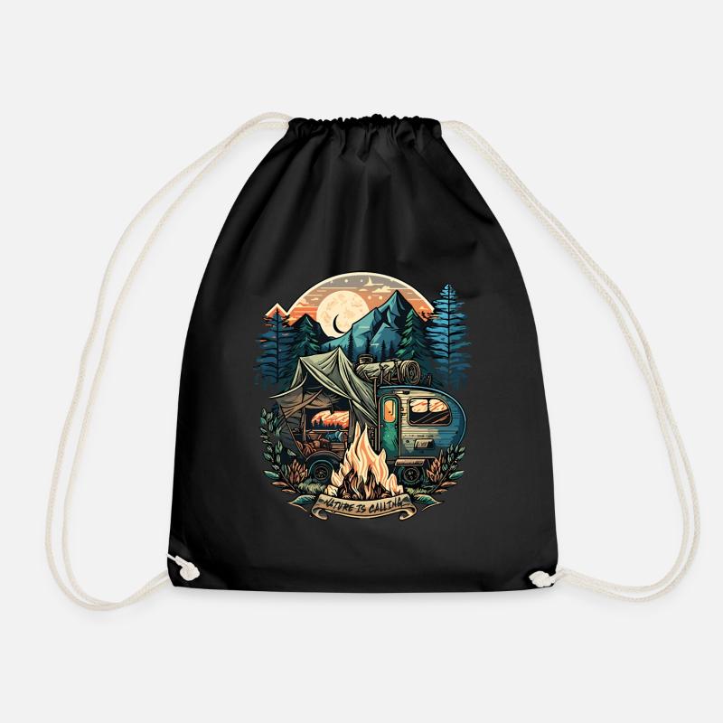 A life without camping is possible, but pointless - Drawstring Bag - black