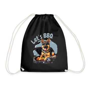 Grillmaster - BBQ Shirt, German Shepherd Let`s BBQ - Turnbeutel - Schwarz - Vorne