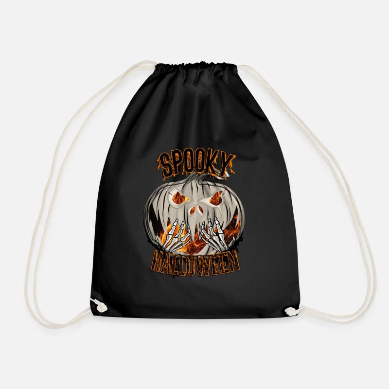 Spooky Halloween Spooky Pumpkin with Spider Web - Drawstring Bag - black