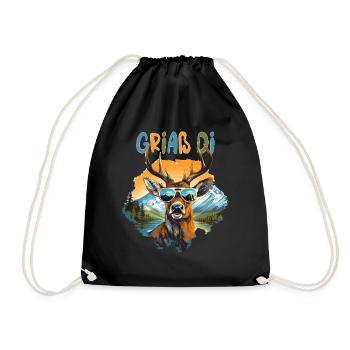 Griaß di Hirsch for the village festival Tracht Dorfkind - Drawstring Bag - black - Front