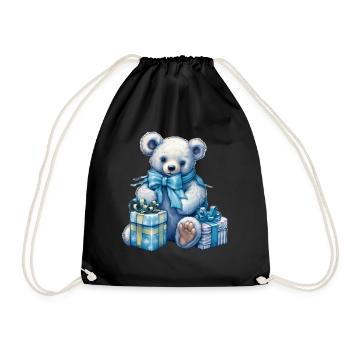 Blue Teddy 5 - Drawstring Bag - black - Front