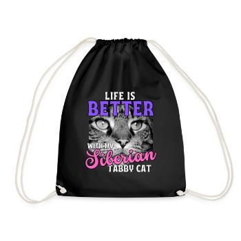 Life is better with a Siberian cat - Drawstring Bag - black - Front