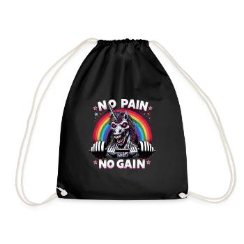 No Pain, No Gain Gym Unicorn Bro - Drawstring Bag - black - Front