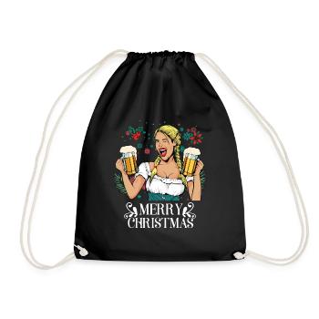 Joyeux Noël T-Shirt Femme avec Bière - Sac de sport léger - noir - Devant