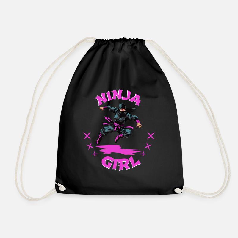 Charming Ninja Fighter I Ninja Girl I Ninja - Drawstring Bag - black