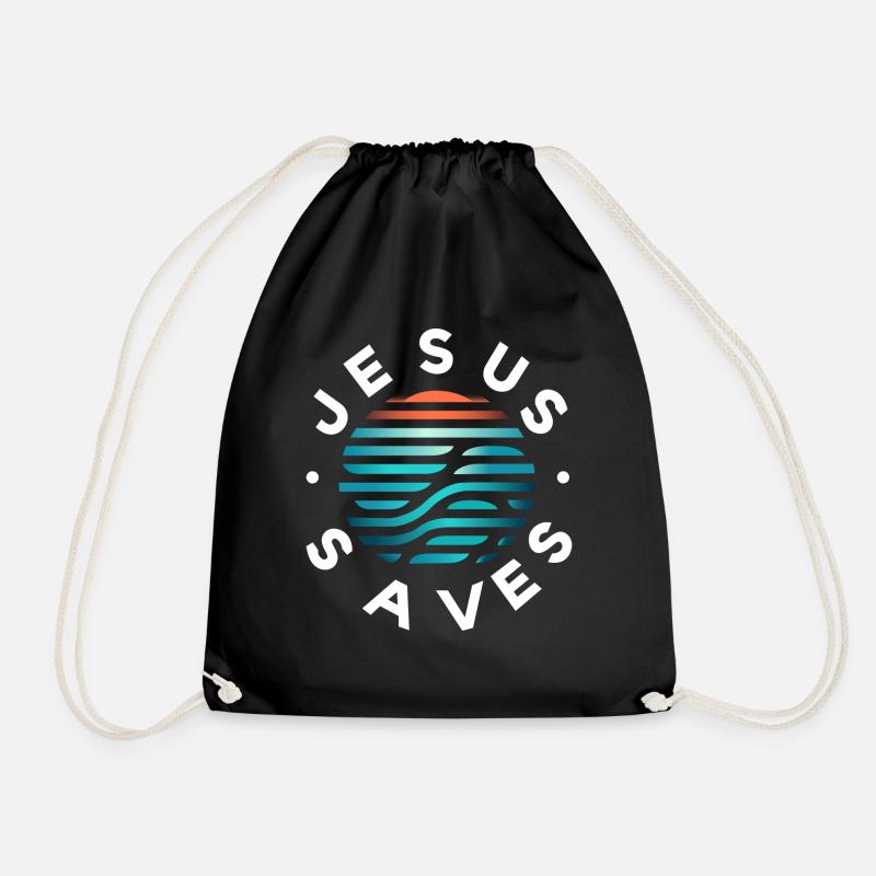 Jesus Saves - Drawstring Bag - black