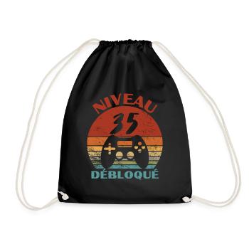 niveau 35 débloqué - anniversaire - Sac de sport léger - noir - Devant