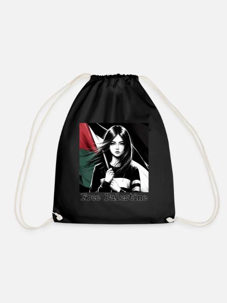 Free Palestine - Drawstring Bag - black