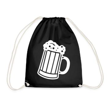 Bierkrug Bier Alkohol Prost - Turnbeutel - Schwarz - Vorne