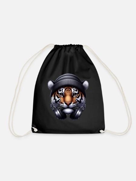 tiger - Drawstring Bag - black