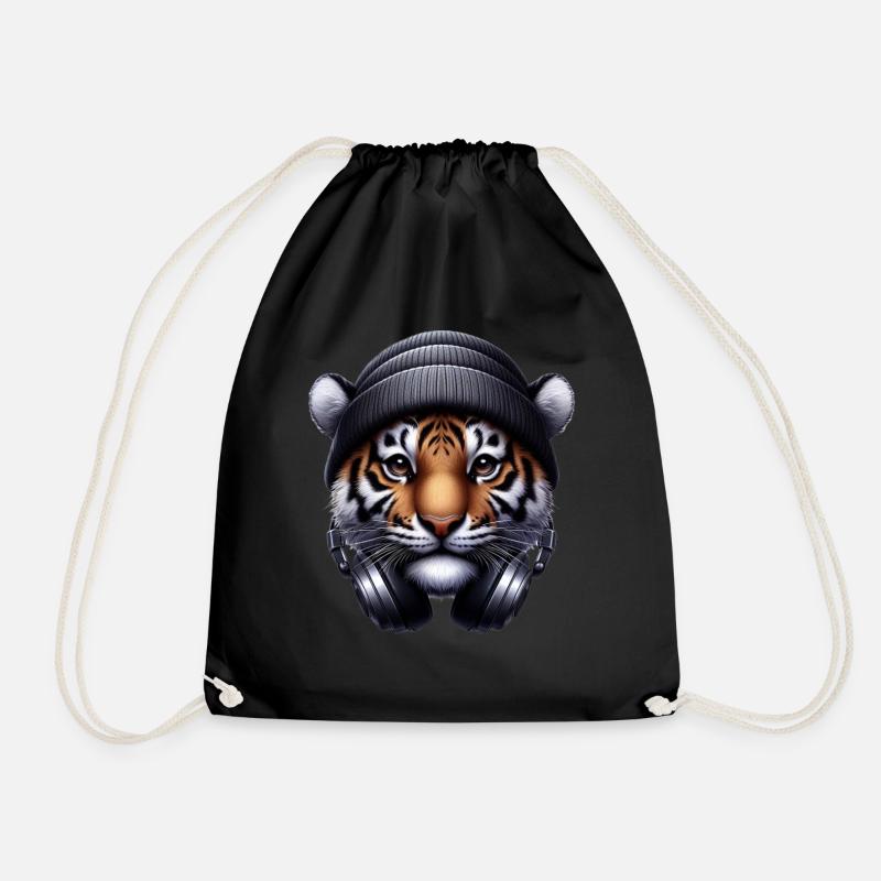 tiger - Drawstring Bag - black