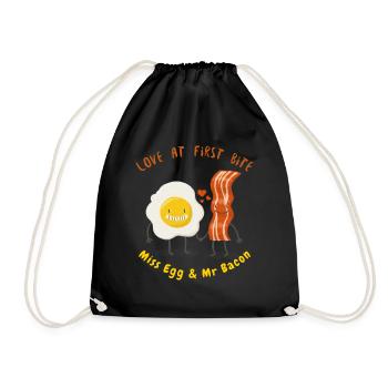 L’amour à la première bouchée Bacon & oeuf design drôle - Sac de sport léger - noir - Devant