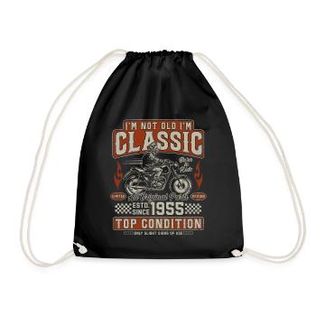 Klassiker 1955 Jahrgang Vintage Retro Motorrad - Turnbeutel - Schwarz - Vorne