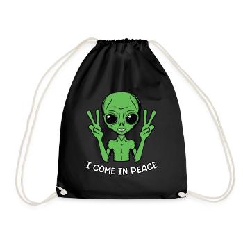 Funny Space Alien UFO Spacecraft - Drawstring Bag - black - Front