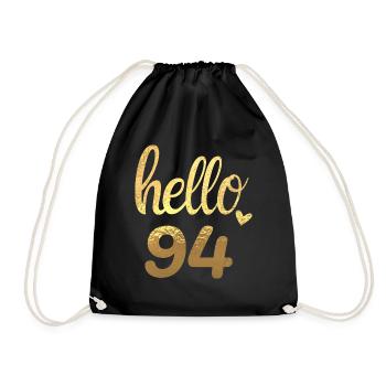 Hello 94 gold - Drawstring Bag - black - Front
