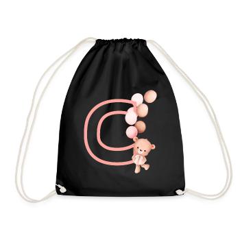 Lettre c rose ours - Sac de sport léger - noir - Devant