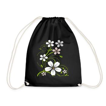 Blumenranke floral - Turnbeutel - Schwarz - Vorne
