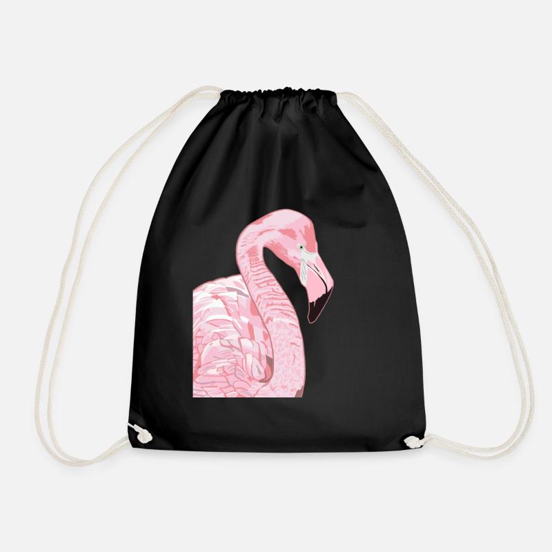 Pink flamingo head - Drawstring Bag - black
