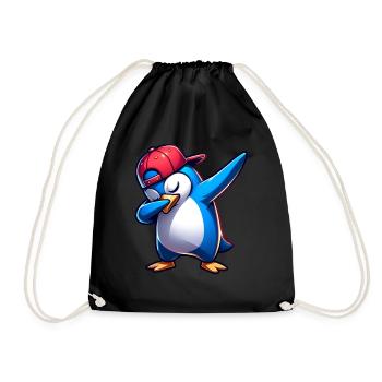 dabbing Pinguin dabbendes Tier Dab Geschenkidee - Turnbeutel - Schwarz - Vorne