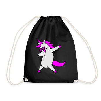 dabbing unicorn cool - Turnbeutel - Schwarz - Vorne