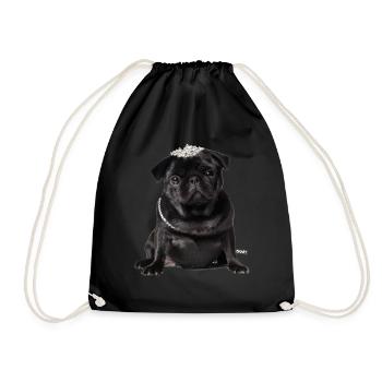 Mops schwarz - Turnbeutel - Schwarz - Vorne