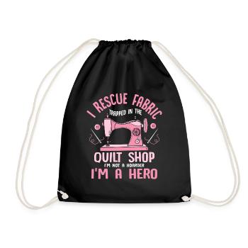 Je sauve le tissu piégé dans la boutique de courtepointe Quilter - Sac de sport léger - noir - Devant
