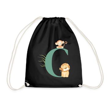 Lettre c vert animaux jungle - Sac de sport léger - noir - Devant