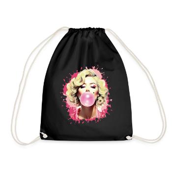 Femme,Graffiti,illustration,Chewing,Bulle - Sac de sport léger - noir - Devant