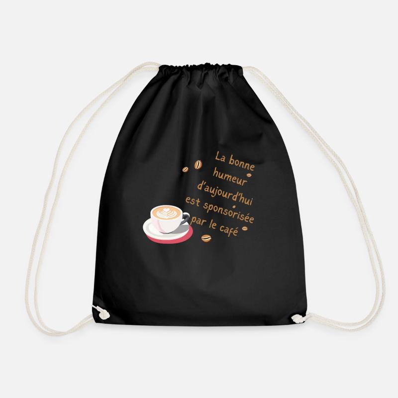 Laughter Coffee Guaranteed - Drawstring Bag - black