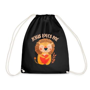 Jesus Loves Me Cute Lion Christian - Turnbeutel - Schwarz - Vorne