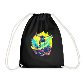 Neon Skater – Ride or Die Graffiti Style - Drawstring Bag - black - Front